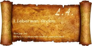 Lieberman Andos névjegykártya